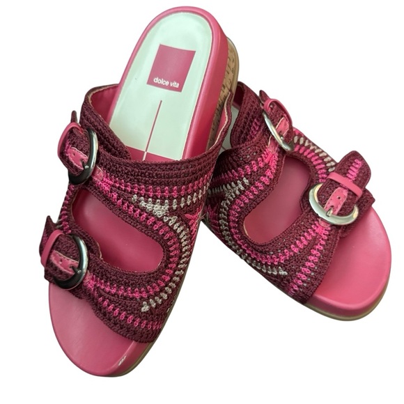 Dolce Vita Ralli Wedge Sandal Multi Knit Pink NEW Sandal - Picture 3 of 8